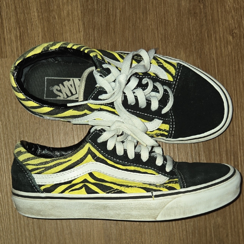 Vans Black and Yellow Zebra Pattern Shoes